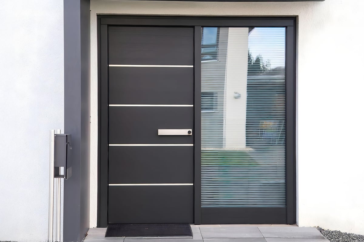 Modern new anthracite grey front door