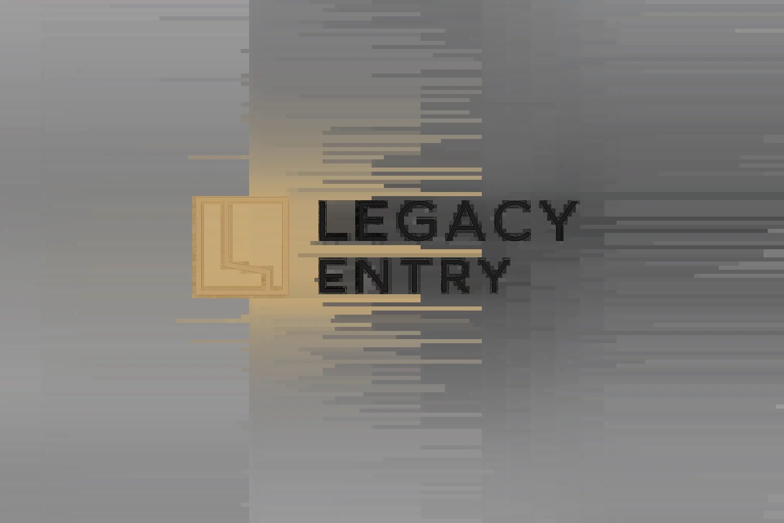 Abstract digital interface with gold square symbol and scattered pixels on black background, resembling tech or data visualization